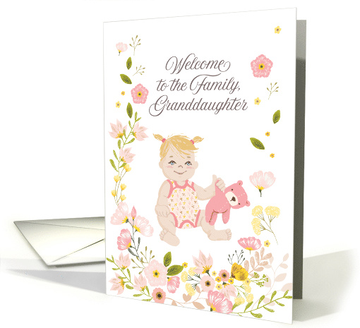 Illustrated Floral Welcome to the Family Granddaughter card (1598706)