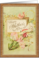 Illustrated Vintage Happy Mother’s Day, Floral with Wooden Frame card