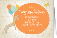 Custom Congratulations Great Niece on Birth of Great Great Niece card