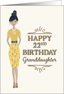 Afro American 22nd Birthday for Granddaughter, Lady in Yellow Dress card