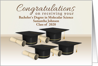 Custom Name Congratulations Bachelor’s Degree, Graduation Cap, Diploma card