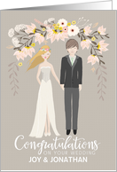 Custom Blonde Hair Bride, Brown Hair Groom Wedding Congratulations card