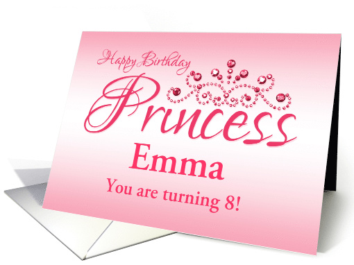 Custom Great Great Granddaughter 8th Birthday Pink Tiara Princess card