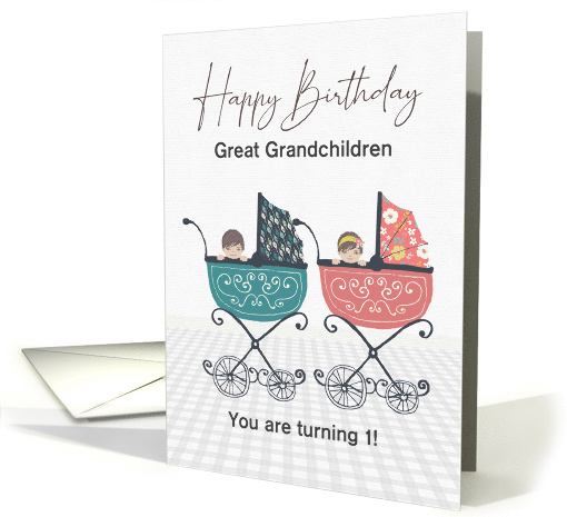 Custom Great Grandchildren 1st Birthday, Twin Boy and... (1638422)