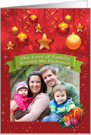 Custom Christmas Photo The Love of Family Know No Distance Star Bauble card