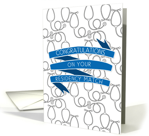 Stethoscope Blue Ribbon Congratulations on Residency Match card