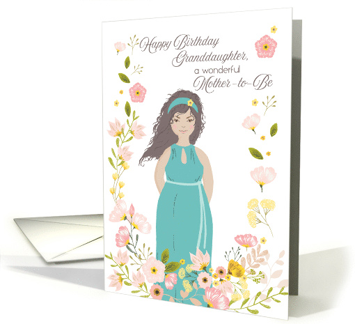 Illustrated Birthday for Pregnant Granddaughter Curly Hair Woman card