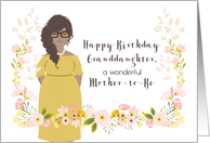 Illustrated Birthday for Pregnant Granddaughter Curly Hair Spectacles card