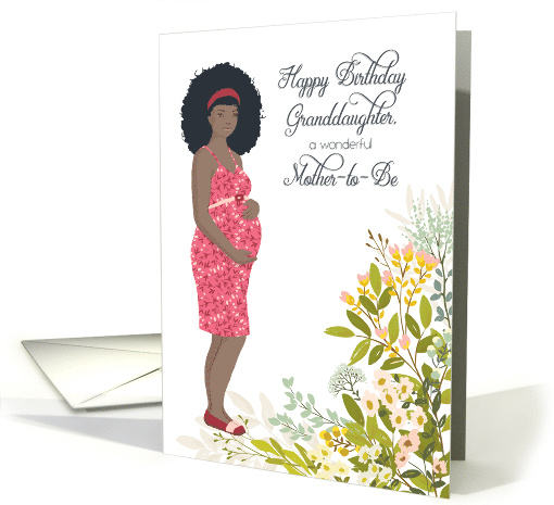 Illustrated Birthday for Pregnant Granddaughter African American card