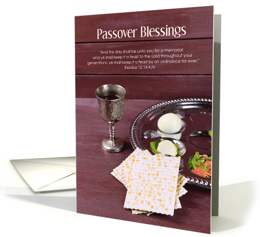 Passover Blessings Exodus 12:14 KJV Matzo Meal card (1678162)