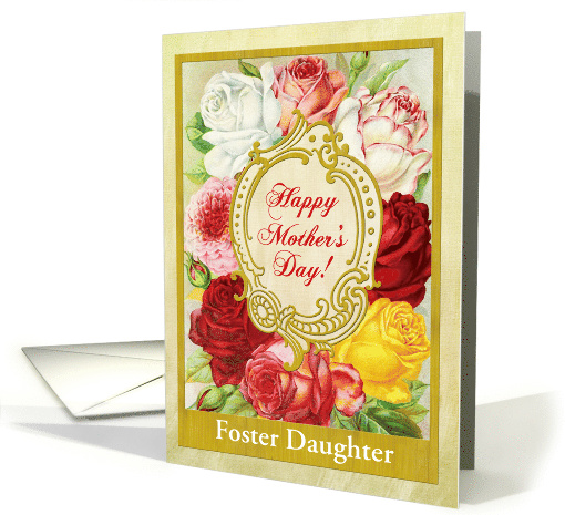 Custom Illustrated Vintage Happy Mother's Day Foster Daughter card