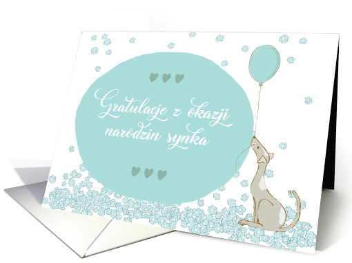 Polish Congratulations Birth of New Baby Boy Floral Dog... (1682690)