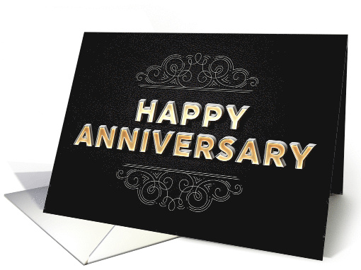 Dating Happy Anniversary Girlfriend Metallic Letters Effect card