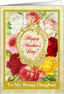 Custom Illustrated Vintage Happy Mother’s Day Bonus Daughter Roses card