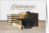 Dutch Congratulations on Your Graduation Scroll Graduate Cap Books card