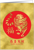 Simplified Chinese Characters Gong Xi Fa Cai New Year Tiger Luck card