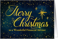 Custom For Financial Advisor Christmas Gold Effect Stars on Night Sky card