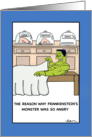 A Monster Birthday Frankenstein Penis Size Humour card