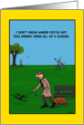 Dog Walking Man Takes a Drone Instead Birthday card