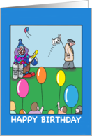 Birthday Clown Plays a Trick on Dog Walker card