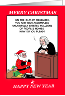 Santa in Trouble at Christmas card