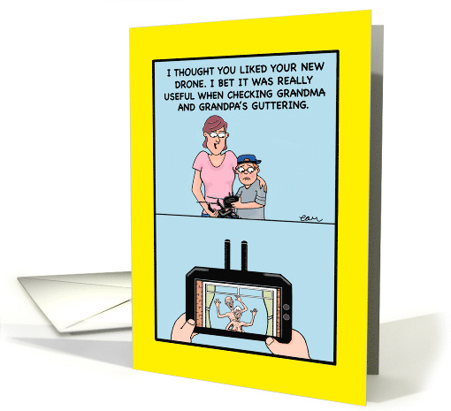 A Young Boy Sees More Than He Wanted With His Drone Birthday. card