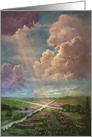 Spiritual Hope and Encouragement Cross Landscape Sun Rays Through Clouds card