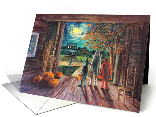 Halloween, The Intruder, Pumpkins, Moonlight and Goblins card