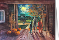 Halloween, The Intruder, Pumpkins, Moonlight and Goblins card