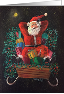 Santa Is Coming With A Sleigh Full Of Gifts card