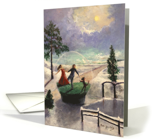 Merry Christmas My Love Couple in a Snow Globe Painting card (1551028)