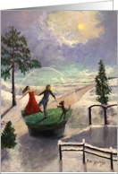 Merry Christmas My Love Couple in a Snow Globe Painting card