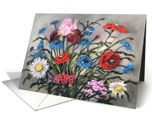 Happy Birthday With Flowers And Love card (1593652)