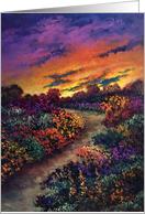 Flower Garden Path in Sunset Fine Art Any Occasion card