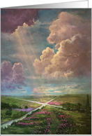 Spiritual Hope and Encouragement Cross Landscape Sun Rays Through Clouds card