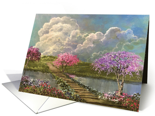 Sympathy Inspirational Artwork Heavenly Scene Flowering Trees card
