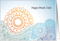 Happy Diwali, Uncle- Gold and Blue Henna Design card