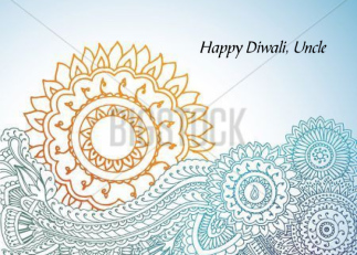 Happy Diwali, Uncle- Gold and Blue Henna Design