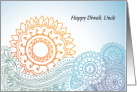 Happy Diwali, Uncle- Gold and Blue Henna Design card