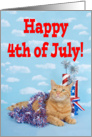 Patriotic Tabby Cat Happy 4th of July card