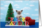 Siamese kitten Feliz Navidad Merry Christmas card