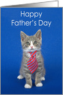 Tabby kitten wearing a tie Happy Father’s Day card