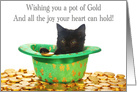 Black leprechaun kitten Happy Saint Patrick’s Day card