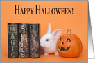 White Tiny Bunny Happy Halloween card