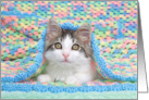 Kitten Under a Blanket Get Well Soon card