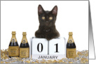 Calendar Blocks kitten Happy New Year card