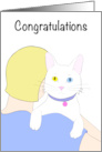 Congratulations on Your Pet Cat Rescue Adoption Blonde with White Cat card