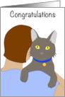 Congratulations on Your Pet Cat Rescue Adoption Brunette with Gray Cat card