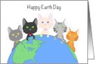 Happy Earth Day Kittens Peaking Over the Top of the World Globe card