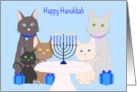 Happy Hanukkah Cats and Kittens with Menorah and Presents card